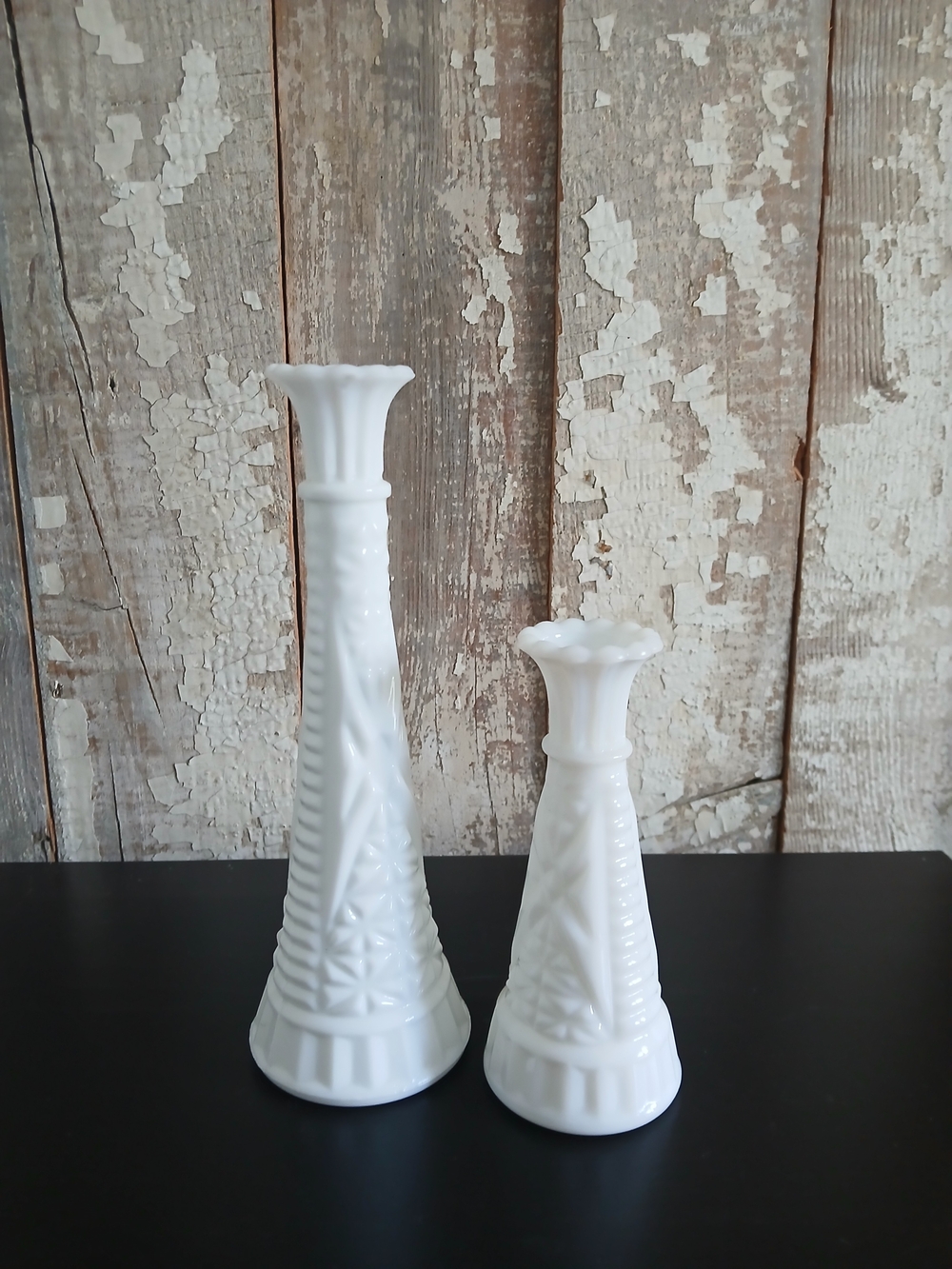 White Milk Glass Bud Vase Set - Decorative Home Accents